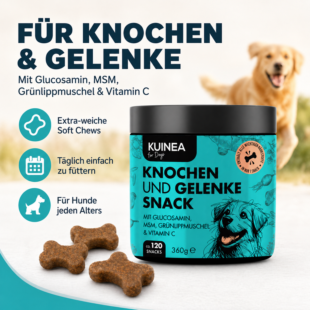 KUINEA for Dogs – Knochen & Gelenke Snack (120 Soft Chews, 360 g)