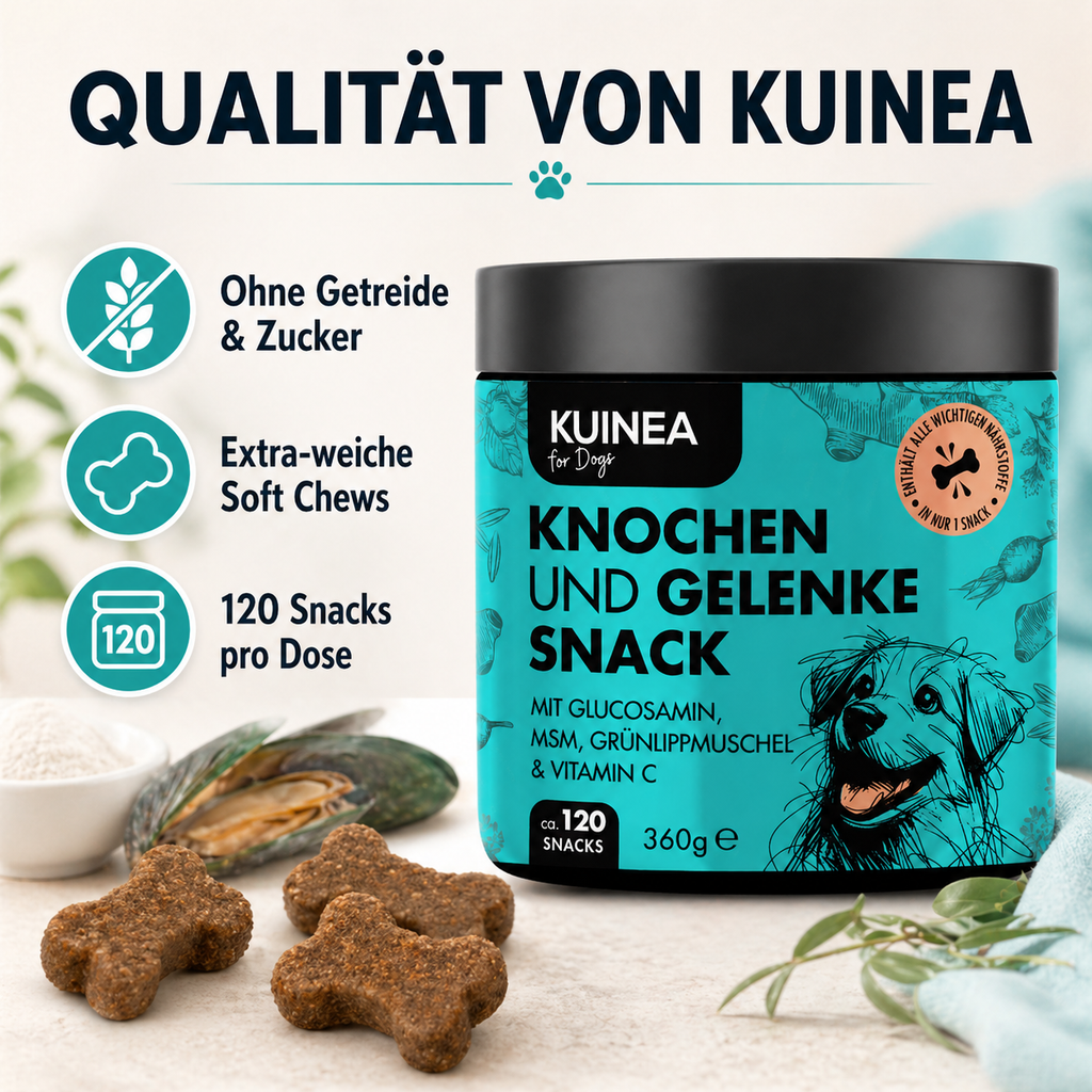 KUINEA for Dogs – Knochen & Gelenke Snack (120 Soft Chews, 360 g)