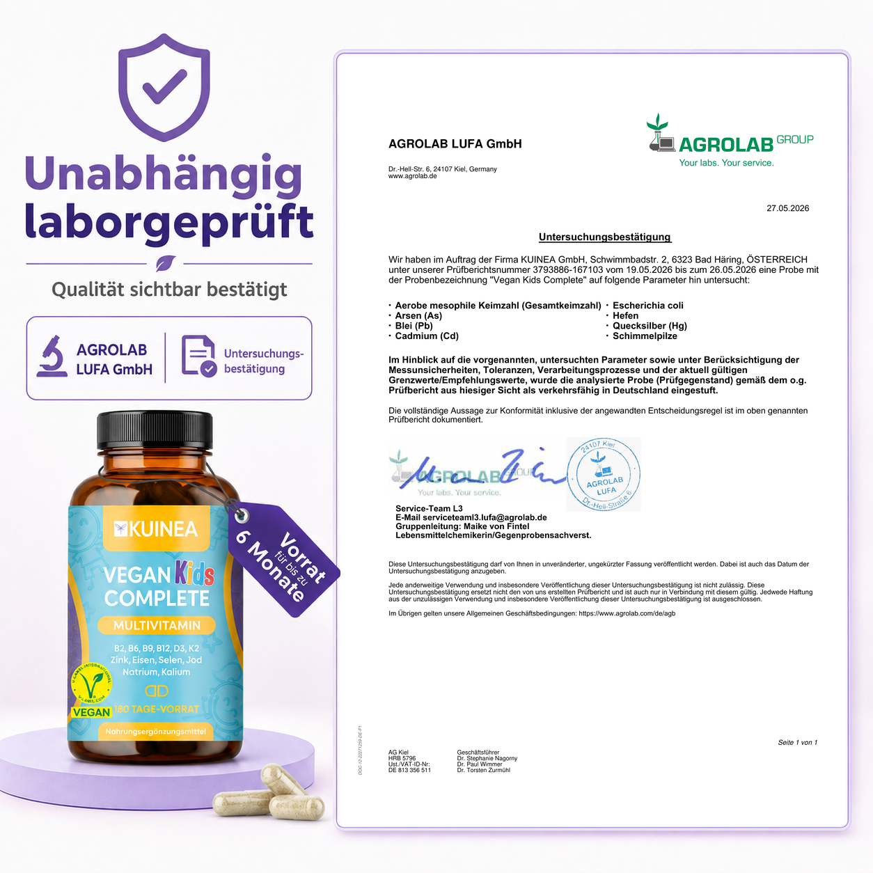 KUINEA Vegan Kids Complete – Multivitamin Kapseln (180 Stück)